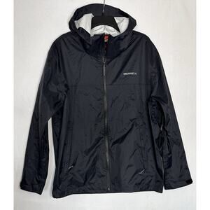 Merrell Jacket Mens XL Black Hooded Softshell Waterproof Zip Pockets Hiking NWOT